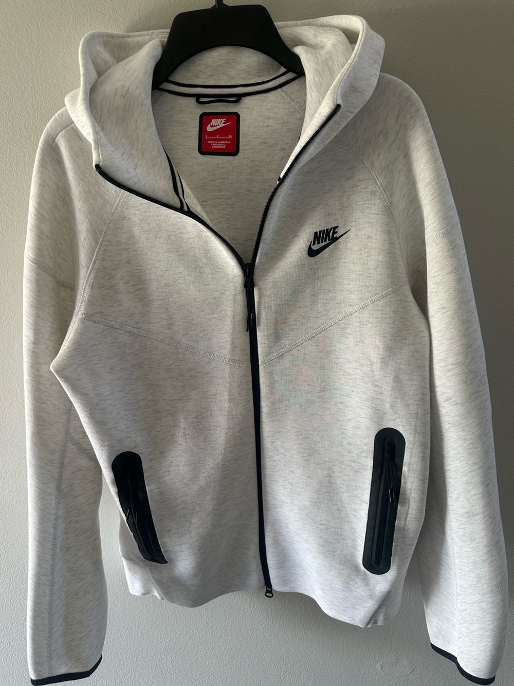 Nike Tech Fleece Windrunner Full Zip Hoodie Womens Small Gray Black Zip Jacket